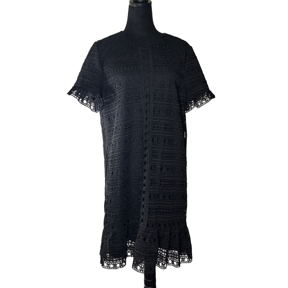 Kate Spade New York Black Lace Dress Women's Size 12 Sheath Flounce Hem